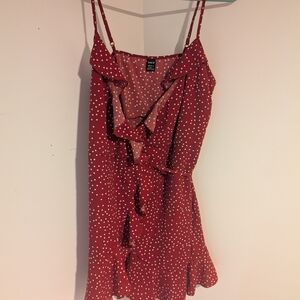 SHEIN Red and White Polka Dot Dress